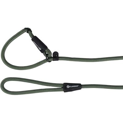 Flamingo Hundeleine – Verstellbare Anti-Zug-Leine mit Safety-Stop – 1.7m x 12mm – Cami Grün – Nylon – Beschläge glänzend schwarz Flamingo Hundeleine – Verstellbare Anti-Zug-Leine mit Safety-Stop – 1.7m x 12mm – Cami Grün – Nylon – Beschläge glänzend schwarz