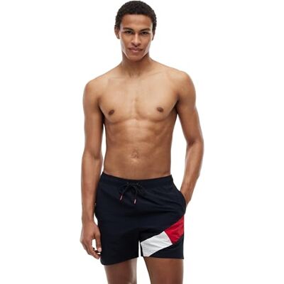 Tommy Hilfiger Herren Badeshorts Medium Drawstring Mittellang, Blau (Desert Sky), S Tommy Hilfiger Herren Badeshorts Medium Drawstring Mittellang, Blau (Desert Sky), S
