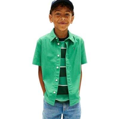 Tommy Hilfiger Jungen Hemd Stretch Oxford Kurzarm, Grün (Bahama Green), 16 Jahre Tommy Hilfiger Jungen Hemd Stretch Oxford Kurzarm, Grün (Bahama Green), 16 Jahre
