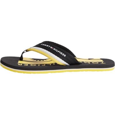 Tommy Hilfiger Herren Flip Flops Patch Beach Sandal mit Logo, Schwarz (Black), 42 Tommy Hilfiger Herren Flip Flops Patch Beach Sandal mit Logo, Schwarz (Black), 42