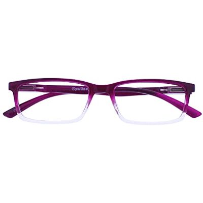 OPULIZE SEE Blaulichtfilter Lesebrille für Damen Herren, Blendfreie UV400-Schutz Federscharnier Anti-Müdigkeit, Rechteckiger Rahmen, Computerbrillen Gaming, Violett +3,50 OPULIZE SEE Blaulichtfilter Lesebrille für Damen Herren, Blendfreie UV400-Schutz Federscharnier Anti-Müdigkeit, Rechteckiger Rahmen, Computerbrillen Gaming, Violett +3,50
