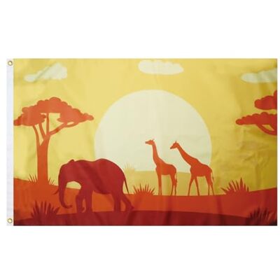 AZ FLAG Flagge Tiere Afrikanische Savanne 150x90 cm Tier-Silhouette Fahne 100% Polyester mit Messing-Ösen 110g AZ FLAG Flagge Tiere Afrikanische Savanne 150x90 cm Tier-Silhouette Fahne 100% Polyester mit Messing-Ösen 110g