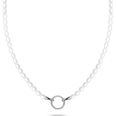 Tamaris Necklace Halskette für Charms aus Edelstahl Silber Glasperlenkette verstellbar bis 45 cm wasserfest & hautfreundlich Tamaris Necklace Halskette für Charms aus Edelstahl Silber Glasperlenkette verstellbar bis 45 cm wasserfest & hautfreundlich