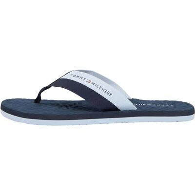Tommy Hilfiger Herren Flip Flops Webbing Beach Sandal mit Gurtband-Riemen, Blau (Desert Sky), 39 Tommy Hilfiger Herren Flip Flops Webbing Beach Sandal mit Gurtband-Riemen, Blau (Desert Sky), 39