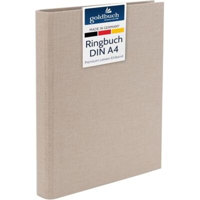 goldbuch 37211 Ringbuch A4 Summertime Beige, Ringordner 32 x 27,5 x 4,5 cm Heftordner mit 4-Ringmechanik und Klemmbügel, Ringbuchordner mit hellbraunem Leinen-Einband, Qualität aus Deutschland goldbuch 37211 Ringbuch A4 Summertime Beige, Ringordner 32 x 27,5 x 4,5 cm Heftordner mit 4-Ringmechanik und Klemmbügel, Ringbuchordner mit hellbraunem Leinen-Einband, Qualität aus Deutschland