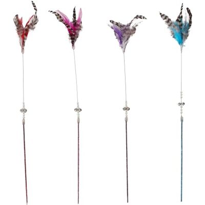 Flamingo Katzenspielzeug – Katzenangel Sjakie 45cm – Mehrfarbig – Keine Farbauswahl möglich – Kunststoff mit Glitzer, Glöckchen und Federn Flamingo Katzenspielzeug – Katzenangel Sjakie 45cm – Mehrfarbig – Keine Farbauswahl möglich – Kunststoff mit Glitzer, Glöckchen und Federn