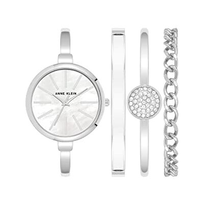 Anne Klein Women's Bangle Watch and Bracelet Set Silver/White Anne Klein Women's Bangle Watch and Bracelet Set Silver/White