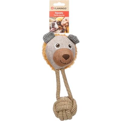 Flamingo Hundespielzeug Libar Bär braun Robustes Textil mit Ball und Quietscher 10,5x9,5x27cm Flamingo Hundespielzeug Libar Bär braun Robustes Textil mit Ball und Quietscher 10,5x9,5x27cm