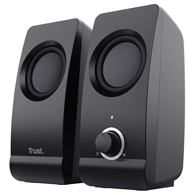 Trust Remo 2.0 PC Lautsprecher Boxen 16 W (8 W RMS), 3,5 mm Audioanschluss, Stromversorgung über USB, Kompaktes Soundsystem, Stereo Lautsprecherset für Computer, Laptop – Schwarz Trust Remo 2.0 PC Lautsprecher Boxen 16 W (8 W RMS), 3,5 mm Audioanschluss, Stromversorgung über USB, Kompaktes Soundsystem, Stereo Lautsprecherset für Computer, Laptop – Schwarz