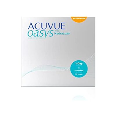 Acuvue OASYS 1-Day for Astigmatism Kontaktlinsen – Tageslinsen mit angenehmem Tragegefühl – -2 dpt, Cyl -0.75, Ach 20 und BC 8,5 – Mit UV Schutz und Austrocknungsschutz – 90 Linsen Acuvue OASYS 1-Day for Astigmatism Kontaktlinsen – Tageslinsen mit angenehmem Tragegefühl – -2 dpt, Cyl -0.75, Ach 20 und BC 8,5 – Mit UV Schutz und Austrocknungsschutz – 90 Linsen