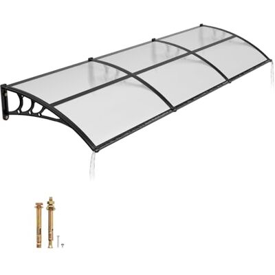 VEVOR Vordach für Haustür 965x2975 mm, Pultbogenvordach, Pultvordach mit Entwässerung & ABS-Halterung, Regen-, Schnee- & Sonnenschutz, Polycarbonat-Überdachung für Veranda & Terrasse, Transparent VEVOR Vordach für Haustür 965x2975 mm, Pultbogenvordach, Pultvordach mit Entwässerung & ABS-Halterung, Regen-, Schnee- & Sonnenschutz, Polycarbonat-Überdachung für Veranda & Terrasse, Transparent
