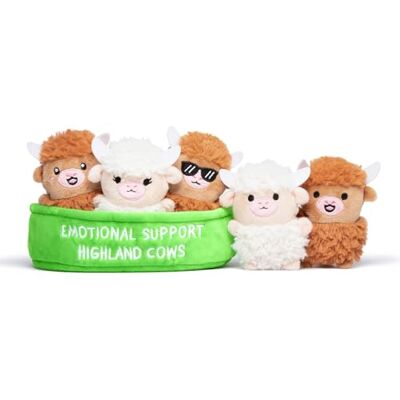 Just Play Emotional Support Highland Cows von Relatable – Kuschelige Plüschkühe im Korb, 5 süße Figuren – EIN liebevolles, witziges Geschenk für alle Altersgruppen Just Play Emotional Support Highland Cows von Relatable – Kuschelige Plüschkühe im Korb, 5 süße Figuren – EIN liebevolles, witziges Geschenk für alle Altersgruppen