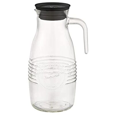 APS Glaskaraffe -OLD FASHIONED- Ø 12 cm, H: 26 cm, 1,8 Liter Glas, Polypropylen, Silikon Deckel mit Auffangsieb APS Glaskaraffe -OLD FASHIONED- Ø 12 cm, H: 26 cm, 1,8 Liter Glas, Polypropylen, Silikon Deckel mit Auffangsieb