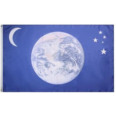 AZ FLAG Flagge Erde Mond Und Sterne 150x90 cm Earth Fahne 100% Polyester mit Messing-Ösen 110g AZ FLAG Flagge Erde Mond Und Sterne 150x90 cm Earth Fahne 100% Polyester mit Messing-Ösen 110g