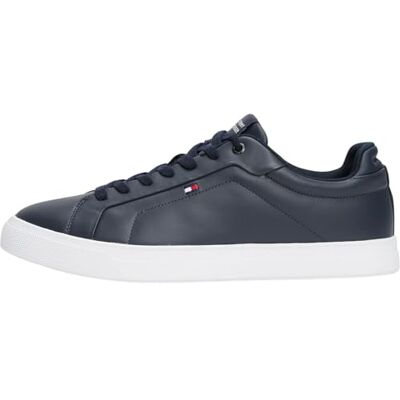 Tommy Hilfiger Herren Court Sneaker Icon Flag Essential aus Leder, Blau (Desert Sky), 42 Tommy Hilfiger Herren Court Sneaker Icon Flag Essential aus Leder, Blau (Desert Sky), 42