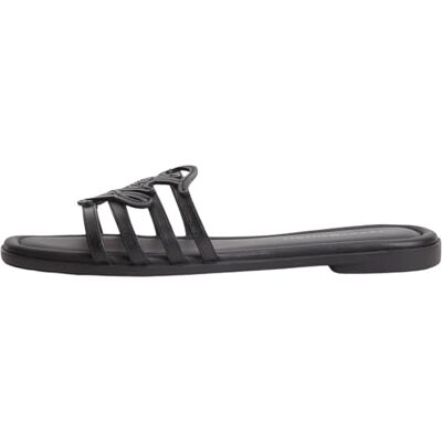 Tommy Hilfiger Damen Slipper Script Flat Mule aus Leder, Schwarz (Black), 37 Tommy Hilfiger Damen Slipper Script Flat Mule aus Leder, Schwarz (Black), 37