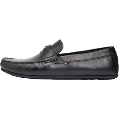 Tommy Hilfiger Herren Driver Schuh Hardware aus Leder, Schwarz (Black), 43 Tommy Hilfiger Herren Driver Schuh Hardware aus Leder, Schwarz (Black), 43