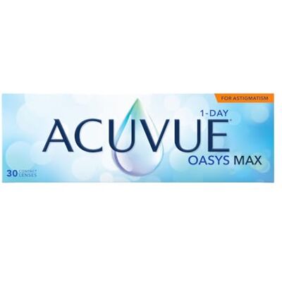 Acuvue OASYS MAX 1-DAY FOR ASTIGMATISM – 30 Tageskontaktlinsen mit 0.00 dpt, Cyl -1.75, Ach 110 & BC 8.5 Acuvue OASYS MAX 1-DAY FOR ASTIGMATISM – 30 Tageskontaktlinsen mit 0.00 dpt, Cyl -1.75, Ach 110 & BC 8.5