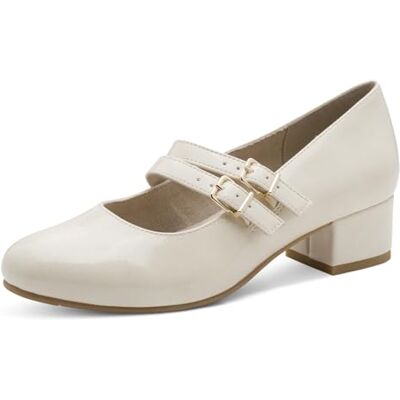Jana Damen Mary Jane Kleiner Absatz Vegan, Ivory patent, 39 Jana Damen Mary Jane Kleiner Absatz Vegan, Ivory patent, 39