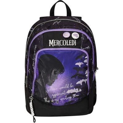 Seven Schulrucksack Mittwoch BE THE STRANGE YOU WANT TO Rucksack mit Doppelfach Trinkflaschentasche, Rucksack Mädchen Mercoledi Maxi Fassungsvermögen, violett, Taglia unica, Rucksack Backpacks Seven Schulrucksack Mittwoch BE THE STRANGE YOU WANT TO Rucksack mit Doppelfach Trinkflaschentasche, Rucksack Mädchen Mercoledi Maxi Fassungsvermögen, violett, Taglia unica, Rucksack Backpacks