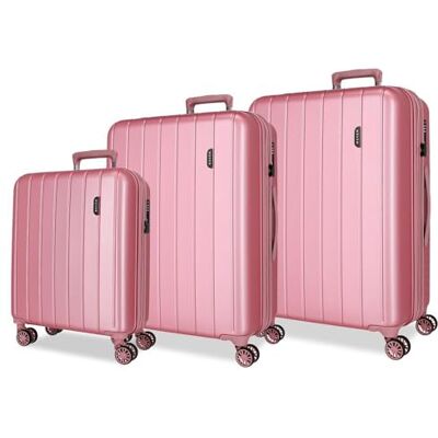 MOVOM Wood Kofferset, Rosa, 55/68/78 cm, starr, 11,4 kg, TSA-Verschluss, ABS, 11,4 kg, 190 l, ausziehbar, Handgepäck, Rosa, Talla única, Koffer-Set MOVOM Wood Kofferset, Rosa, 55/68/78 cm, starr, 11,4 kg, TSA-Verschluss, ABS, 11,4 kg, 190 l, ausziehbar, Handgepäck, Rosa, Talla única, Koffer-Set