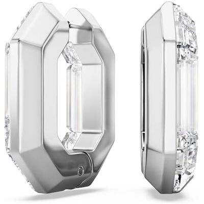 Swarovski Lucent Kreolen, Weiße Ohrringe in Achteck-Form mit Strahlenden Kristallen Swarovski Lucent Kreolen, Weiße Ohrringe in Achteck-Form mit Strahlenden Kristallen