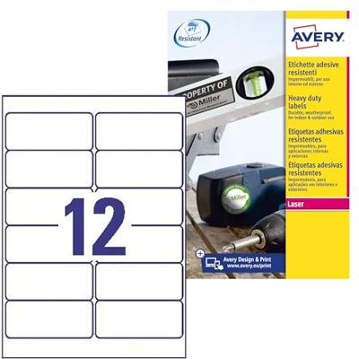 Avery Zweckform Italien L6 Etiketten aus Polyester 99.1 x 42.3 weiß Avery Zweckform Italien L6 Etiketten aus Polyester 99.1 x 42.3 weiß