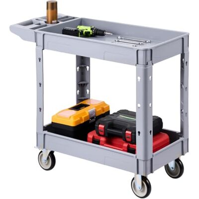 VEVOR Servicewagen Werkstattwagen Rollwagen aus PP 1010x440x845mm Grau, Werkzeugwagen mit 250 kg Tragkraft, Inkl. 2 Ebene 4 Rollen & Griff mit Ablagefach, Allzweckwagen für Garage Lager Werkstatt VEVOR Servicewagen Werkstattwagen Rollwagen aus PP 1010x440x845mm Grau, Werkzeugwagen mit 250 kg Tragkraft, Inkl. 2 Ebene 4 Rollen & Griff mit Ablagefach, Allzweckwagen für Garage Lager Werkstatt