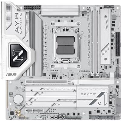 Asus B850M AYW Gaming OC WIFI7 W, Motherboard AMD Micro-ATX, 12 + 2 + 1 Phasen, Stromversorgung, DDR5, PCIe 5.0, 3 M.2-Steckplätze, Wi-Fi 7, Ethernet Realtek 2,5 GB, USB-C mit 20 und 10 Gbit/s, BIOS Asus B850M AYW Gaming OC WIFI7 W, Motherboard AMD Micro-ATX, 12 + 2 + 1 Phasen, Stromversorgung, DDR5, PCIe 5.0, 3 M.2-Steckplätze, Wi-Fi 7, Ethernet Realtek 2,5 GB, USB-C mit 20 und 10 Gbit/s, BIOS