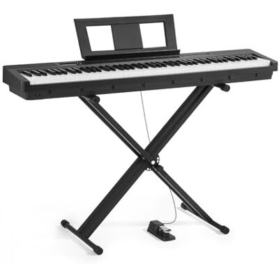 VEVOR Digitalpiano, 88 Tasten vollgewichtet, E-Piano Doppeltastatur & Lautsprecher mit X-Ständer, Sustain-Pedal, Aufnahmefunktion, 280 Töne, Kabellose Verbindung, für Anfänger, Schwarz VEVOR Digitalpiano, 88 Tasten vollgewichtet, E-Piano Doppeltastatur & Lautsprecher mit X-Ständer, Sustain-Pedal, Aufnahmefunktion, 280 Töne, Kabellose Verbindung, für Anfänger, Schwarz