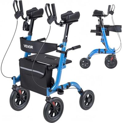 VEVOR Rollator Faltbar mit Sitz, Leichtgewicht Gehwagen mit 4 PU Reifen, Gehhilfe bis 136 kg mit Rückenlehne Tasche Gehstockhalter, Höheverstellbare Laufhilfe mit Feststellfunktion für Senioren, Blau VEVOR Rollator Faltbar mit Sitz, Leichtgewicht Gehwagen mit 4 PU Reifen, Gehhilfe bis 136 kg mit Rückenlehne Tasche Gehstockhalter, Höheverstellbare Laufhilfe mit Feststellfunktion für Senioren, Blau