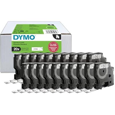 Dymo Original D1-Etikettenband schwarz auf weiß 12 mm x 7 m selbstklebendes Schriftband für LabelManager-Beschriftungsgerät 20 Etikettenkassetten Dymo Original D1-Etikettenband schwarz auf weiß 12 mm x 7 m selbstklebendes Schriftband für LabelManager-Beschriftungsgerät 20 Etikettenkassetten