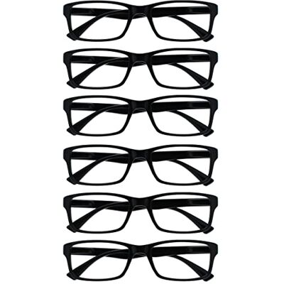 OPULIZE PEP Lesebrille für Damen und Herren 6er Pack- Große Rechteckige Brille Komfortable Federscharniere Kratzfest Schwarz +3.50 OPULIZE PEP Lesebrille für Damen und Herren 6er Pack- Große Rechteckige Brille Komfortable Federscharniere Kratzfest Schwarz +3.50