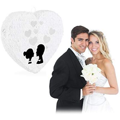 Relaxdays Pinata Hochzeit, Herzpinata zum Aufhängen, Hochzeitspinata zum selbst Befüllen, aus Papier, Piñata, weiß Relaxdays Pinata Hochzeit, Herzpinata zum Aufhängen, Hochzeitspinata zum selbst Befüllen, aus Papier, Piñata, weiß