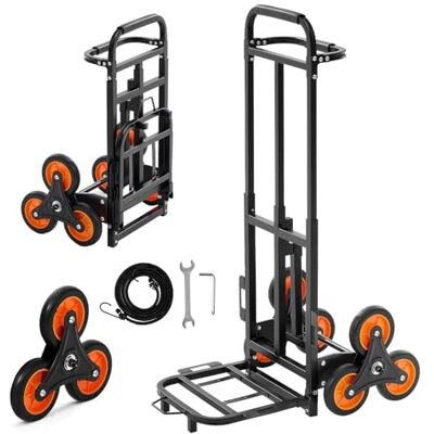 VEVOR Treppensackkarre klappbar, Sackkarre 100 kg Tragkraft, Treppensteiger mit Teleskopgriff, 6 Rädern & 2 Spanngurten, Transportkarre, Treppenkarre, Stapelkarre für Haushalt, Einkauf & Lager VEVOR Treppensackkarre klappbar, Sackkarre 100 kg Tragkraft, Treppensteiger mit Teleskopgriff, 6 Rädern & 2 Spanngurten, Transportkarre, Treppenkarre, Stapelkarre für Haushalt, Einkauf & Lager