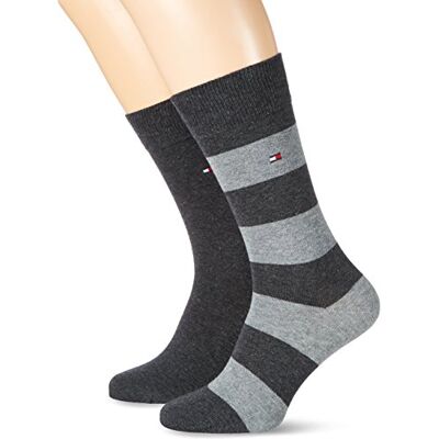 Tommy Hilfiger Herrensocken Doppelpack Uni/Ringel schwarz Tommy Hilfiger Herrensocken Doppelpack Uni/Ringel schwarz