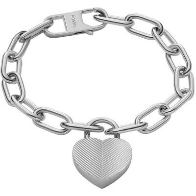 Fossil Damenarmband Harlow Linear Texture Heart Edelstahl, JF04659040 Fossil Damenarmband Harlow Linear Texture Heart Edelstahl, JF04659040