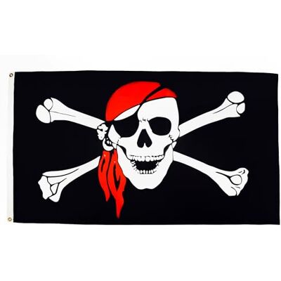 AZ FLAG Flagge Pirat Rotes Halstuch 150x90 cm Piraten Totenkopf Fahne 100% Polyester mit Messing-Ösen 110g AZ FLAG Flagge Pirat Rotes Halstuch 150x90 cm Piraten Totenkopf Fahne 100% Polyester mit Messing-Ösen 110g