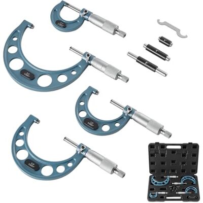 VEVOR Bügelmessschraube 4-tlg. Set, Mikrometer mit einer Messgenauigkeit von 0,0001/0,0002 Zoll, Messschraube für Metallbearbeitung & Maschinenbau mit Koffer, 0-1/1-2/2-3/3-4 Zoll VEVOR Bügelmessschraube 4-tlg. Set, Mikrometer mit einer Messgenauigkeit von 0,0001/0,0002 Zoll, Messschraube für Metallbearbeitung & Maschinenbau mit Koffer, 0-1/1-2/2-3/3-4 Zoll