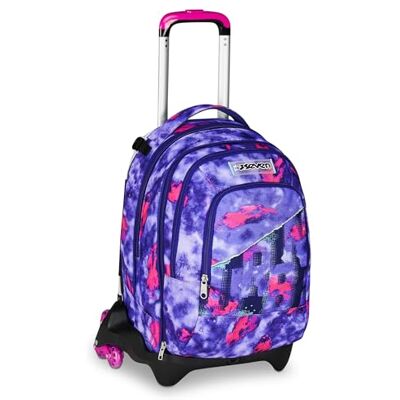 Seven Trolley Jack Detach Schulrucksack mit Rollen, Schulranzen 1 Klasse Mädchen, Trinkflaschenfach, 3-in-1, Abnehmbarer Kleiner Rucksack, versenkbare Schultergurte, lila Seven Trolley Jack Detach Schulrucksack mit Rollen, Schulranzen 1 Klasse Mädchen, Trinkflaschenfach, 3-in-1, Abnehmbarer Kleiner Rucksack, versenkbare Schultergurte, lila