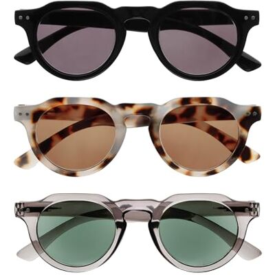 OPULIZE RIO Sonnenlesebrille 3er-Pack Rahmen Oben Flach UV400 Sonnenschutz Schwarz,Braunes Schildpatt, Grau Damen Herren SSS53-127- +3.00 OPULIZE RIO Sonnenlesebrille 3er-Pack Rahmen Oben Flach UV400 Sonnenschutz Schwarz,Braunes Schildpatt, Grau Damen Herren SSS53-127- +3.00
