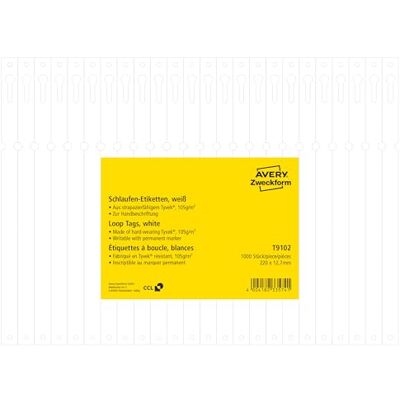 Avery T9102 wetterfeste Schlaufenanhänger 1.000 Stück (220x12,7mm, beidseitig beschriftbare Schlaufen-Etiketten, reißfeste Schlüsselanhänger, robuste Pflanzenbeschriftung), Folie, weiß Avery T9102 wetterfeste Schlaufenanhänger 1.000 Stück (220x12,7mm, beidseitig beschriftbare Schlaufen-Etiketten, reißfeste Schlüsselanhänger, robuste Pflanzenbeschriftung), Folie, weiß