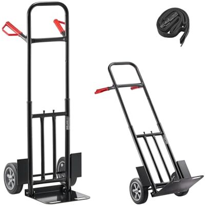 VEVOR Sackkarre, 272 kg Tragkraft, Transportkarre 480x460x1200mm, tragbarer Rollwagen mit Zurrgurt, Transportroller, Stapelkarre, Transportwagen für Hause, Büro, Lager, Supermarkt VEVOR Sackkarre, 272 kg Tragkraft, Transportkarre 480x460x1200mm, tragbarer Rollwagen mit Zurrgurt, Transportroller, Stapelkarre, Transportwagen für Hause, Büro, Lager, Supermarkt