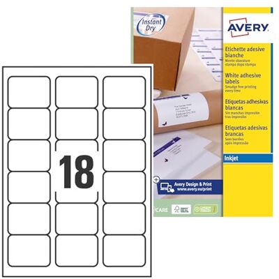 Avery J8 Quick Dry Etiketten 63.5 x 46.6 weiß Avery J8 Quick Dry Etiketten 63.5 x 46.6 weiß