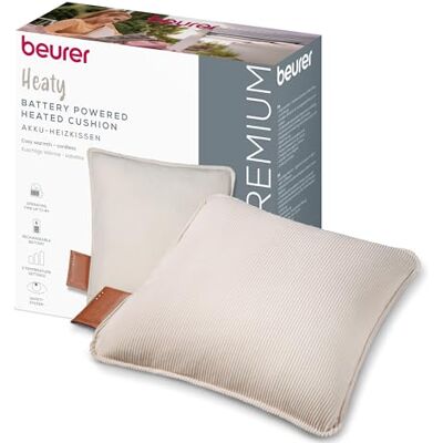 Beurer Heaty Heizkissen, kabelloses Heizkissen mit Akku, Wärmekissen mit Abschaltautomatik und 3 Temperaturstufen, mit Schnellheizung, weicher Cordstoff, cashmere-creme/weiß Beurer Heaty Heizkissen, kabelloses Heizkissen mit Akku, Wärmekissen mit Abschaltautomatik und 3 Temperaturstufen, mit Schnellheizung, weicher Cordstoff, cashmere-creme/weiß