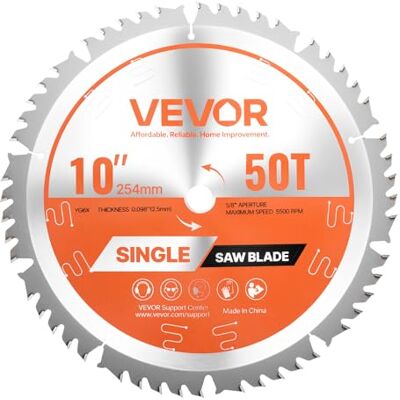 VEVOR Kreissägeblatt (254 mm φ & 50 scharfe Zähne & 2,5 mm Dicke) ideal für Sperrholz OSB Hartholz, kompatibel mit Kreissäge, Sägeblatt aus Legierung mit geräuschreduzierenden Wärmeabzügen VEVOR Kreissägeblatt (254 mm φ & 50 scharfe Zähne & 2,5 mm Dicke) ideal für Sperrholz OSB Hartholz, kompatibel mit Kreissäge, Sägeblatt aus Legierung mit geräuschreduzierenden Wärmeabzügen