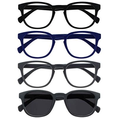 OPULIZE POP Lesebrille für Damen und Herren mit Lesesonnenbrille 5er Pack Lustige Runde Brille Matt Getönte Gläser mit UV400 Federscharniere Schwarz Blau Grau Grau Sonnenbrille +2.50 OPULIZE POP Lesebrille für Damen und Herren mit Lesesonnenbrille 5er Pack Lustige Runde Brille Matt Getönte Gläser mit UV400 Federscharniere Schwarz Blau Grau Grau Sonnenbrille +2.50
