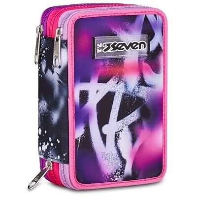 Seven gefülltes Mäppchen, mit 3 Fächern, Federtasche komplett mit Bleistiften, Filzstiften, Zubehör, Etui für Schreibwaren, Schulmaterial, Schule und Freizeit, Mädchen und Jungen, rosa Seven gefülltes Mäppchen, mit 3 Fächern, Federtasche komplett mit Bleistiften, Filzstiften, Zubehör, Etui für Schreibwaren, Schulmaterial, Schule und Freizeit, Mädchen und Jungen, rosa