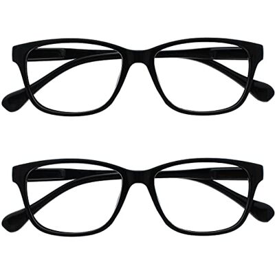 OPULIZE UV Reader Schwarz Leicht Lesebrille Wert 2er-Pack Designer Stil Herren Frauen Mit Etui UVR2PK027BLK +2,50 OPULIZE UV Reader Schwarz Leicht Lesebrille Wert 2er-Pack Designer Stil Herren Frauen Mit Etui UVR2PK027BLK +2,50