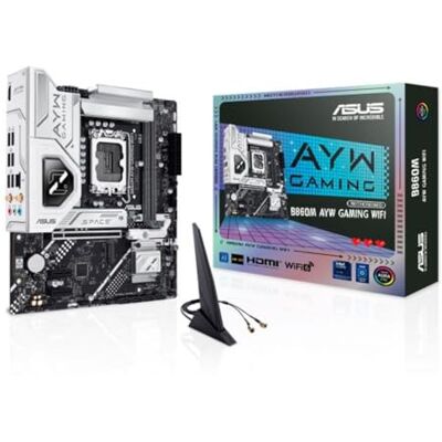 Asus B860M AYW Gaming WiFi, Motherboard Intel mATX, Sockel LGA 1851, DDR5-Steckplatz, PCIe 4.0, Zwei M.2-Steckplätze, WiFi 6, Ethernet Realtek 2,5 GB, HDMI, SATA 6 Gbps, hinterer USB-Anschluss mit 10 Asus B860M AYW Gaming WiFi, Motherboard Intel mATX, Sockel LGA 1851, DDR5-Steckplatz, PCIe 4.0, Zwei M.2-Steckplätze, WiFi 6, Ethernet Realtek 2,5 GB, HDMI, SATA 6 Gbps, hinterer USB-Anschluss mit 10